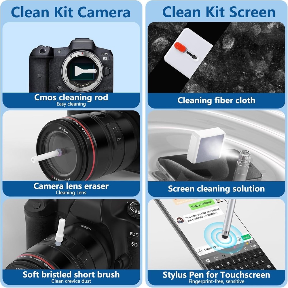 32-in-1 Cell Phone Cleaning Kit with SIM Tool, Brushes & Stylus for Electronics