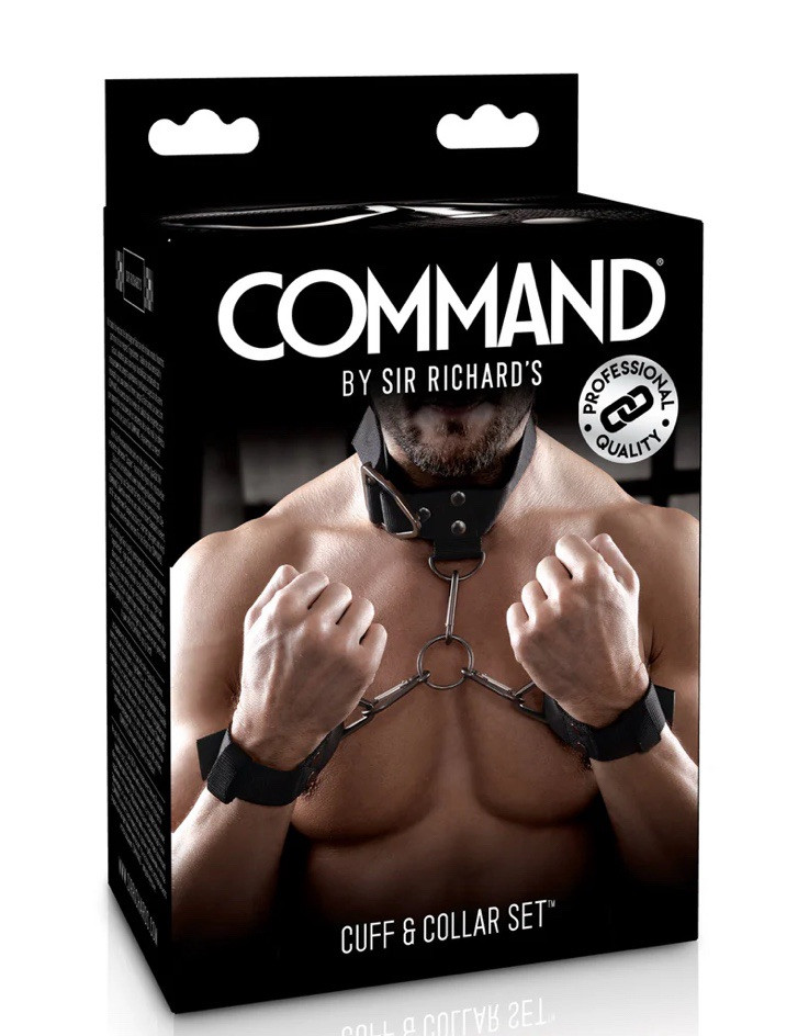 PIPEDREAM- Erotic Cuff & Collar Set Fetish COMMAND by Sir Richard's  Black