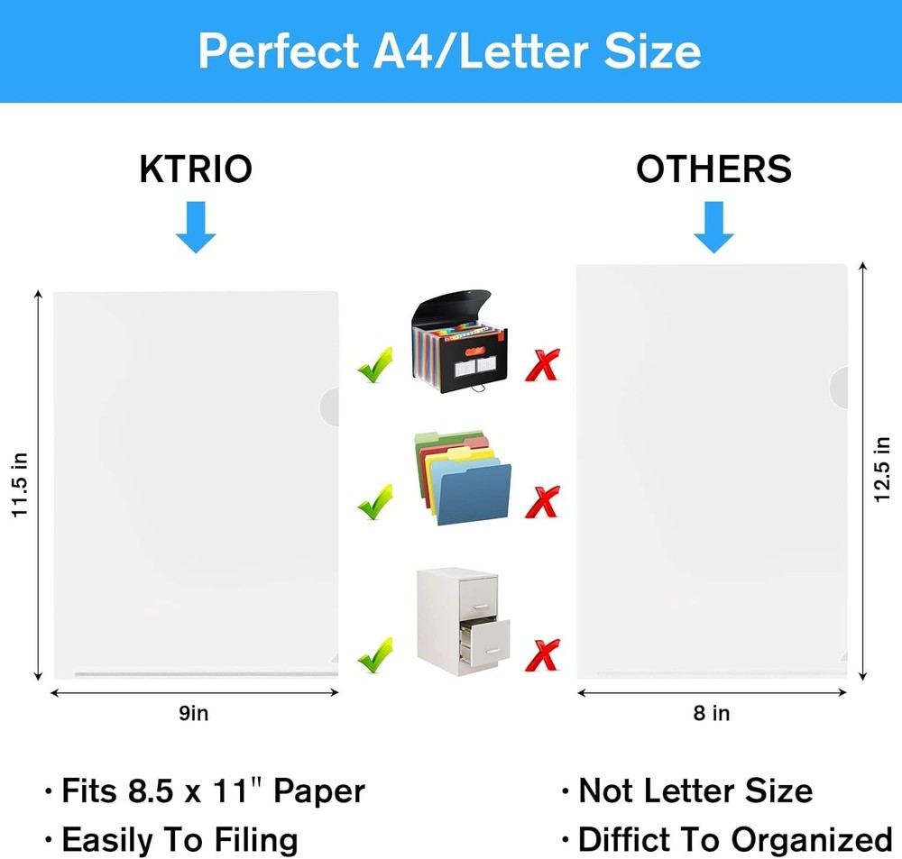 12PCS Plastic File Folder Clear Project Pocket Transparent Document Paper Jacket