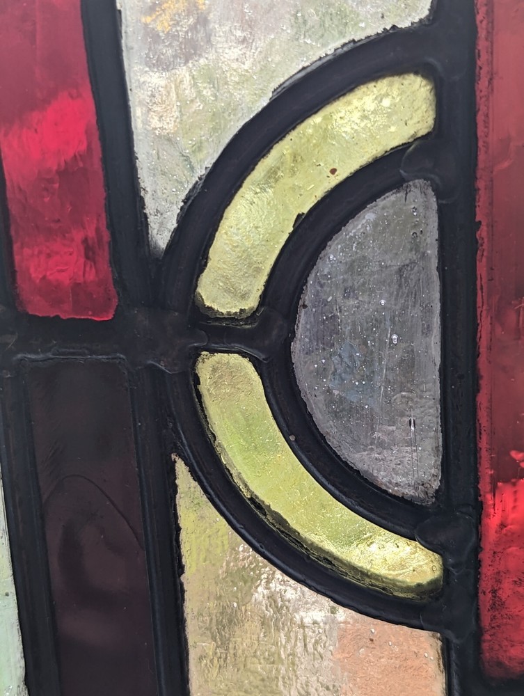 Compact Decorative English Victorian stained Glass Panel