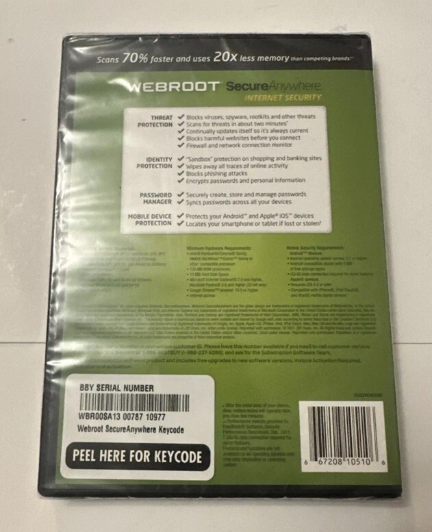 Webroot Software Secure Anywhere Internet Security Plus 2013 for PC, Mac