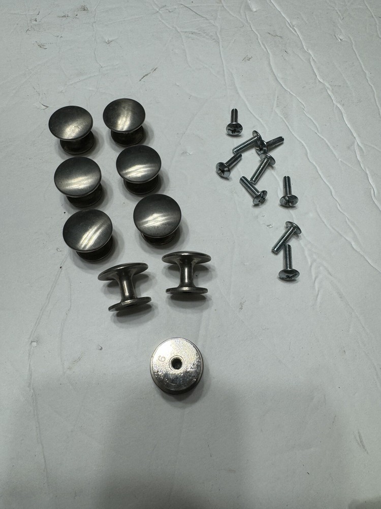 9 Silver Brush Nickel 3/4” Diameter Single Screw Mount Draw Pulls Handles