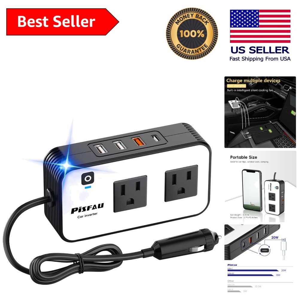 High-Efficiency 200W Car Power Inverter - Safe Charging Solution for Electronics