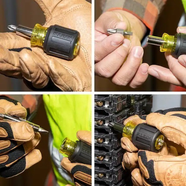 Klein Tools 32561 Stubby Screwdriver Nut Driver 6-in-1 Multi-bit Tool Free Ship