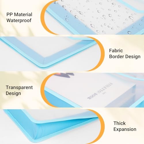 Plastic Expanding File Folder, Clear Envelopes Fit Letter & A4 6 Mixed Colors