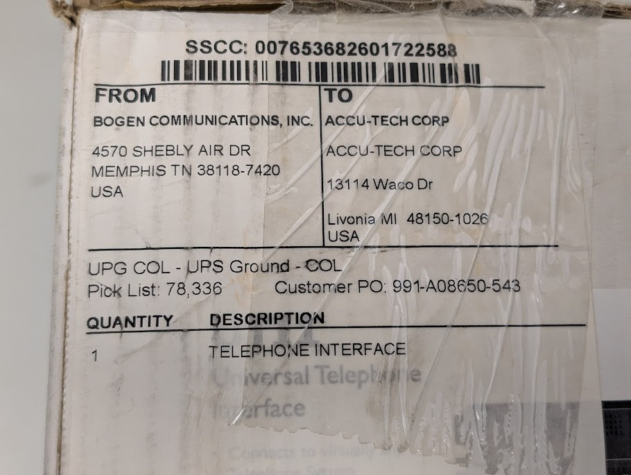 Bogen UTI1 Single Zone Paging Controller New - Open Box