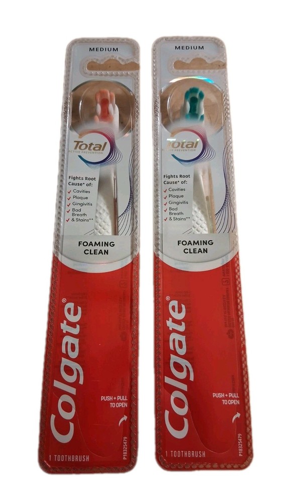 2 Colgate Total Foaming Clean Toothbrushes and 2 Colgate 360 Toothbrushes Bundle