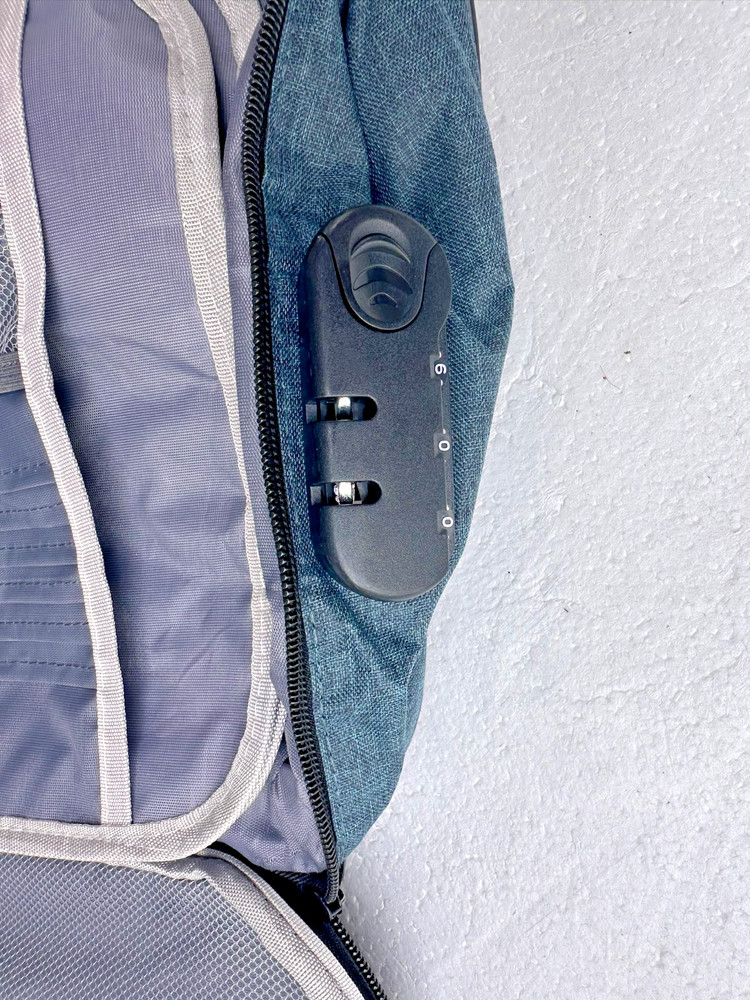 TROTY Travel Document Organizer Case with Combination Lock Blue Denim