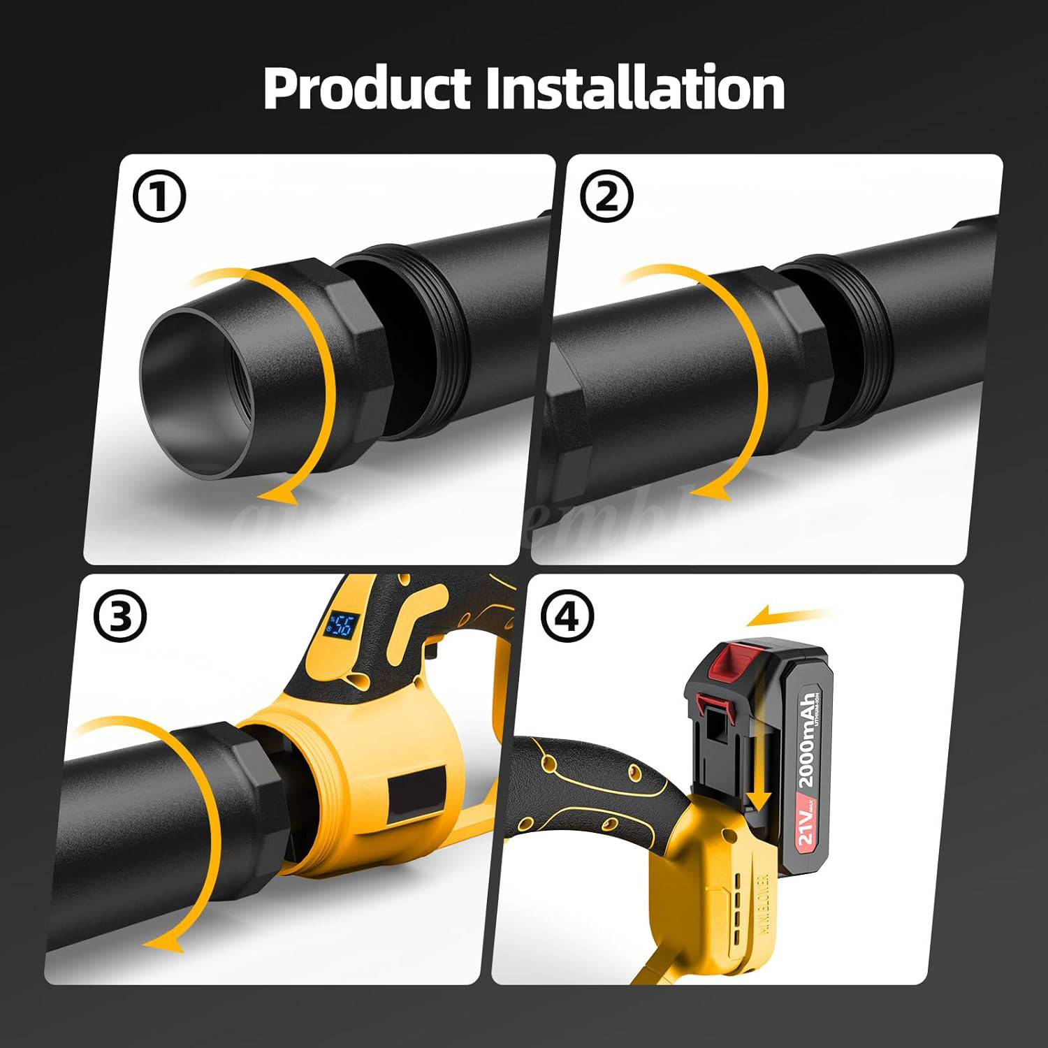 Cordless Leaf Blower 680CFM/280MPH & 2 Speed Levels Electric w/3 Batteries 6.0Ah