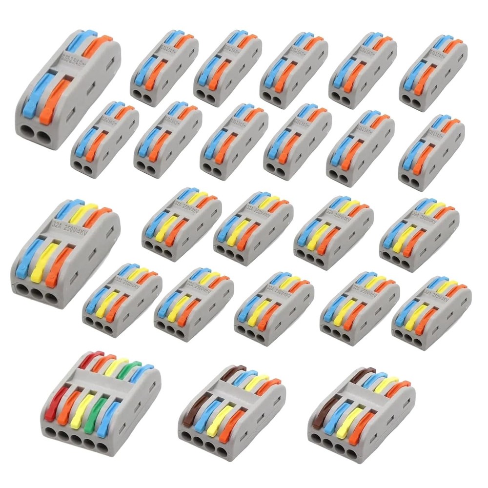 24pcs Lever Wire Connectors Butt Terminals,Push-in Quick Connect Splice...