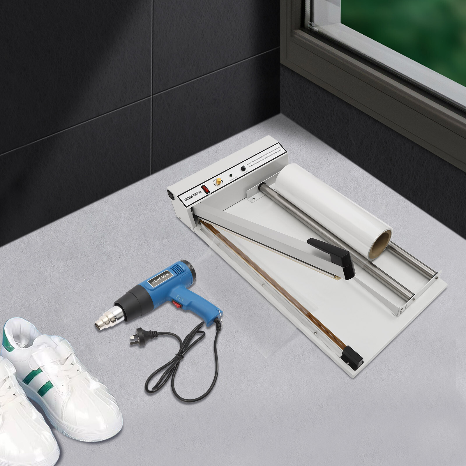 24" Shrink Film Wrap Machine, 530W Shrink Wrap Sealer with Heat Gun for PP PE