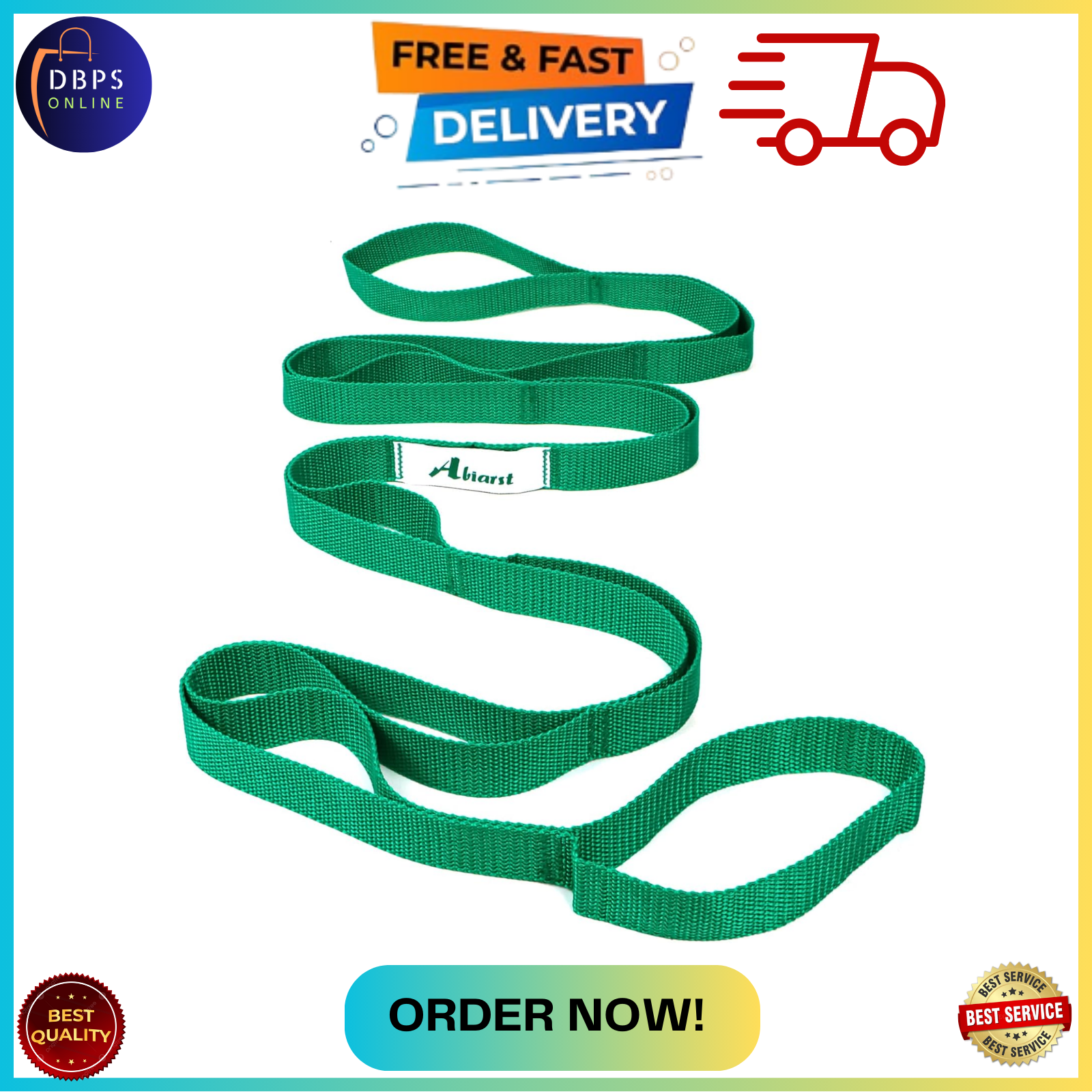 Abiarst Stretching Strap Yoga Strap for Physical Therapy, 10 Loops Yoga Strap...