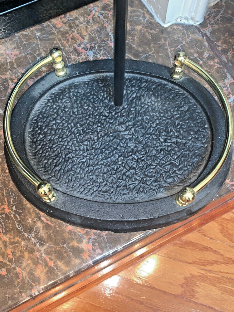 Gold & Black cast iron fireplace tool set with stand