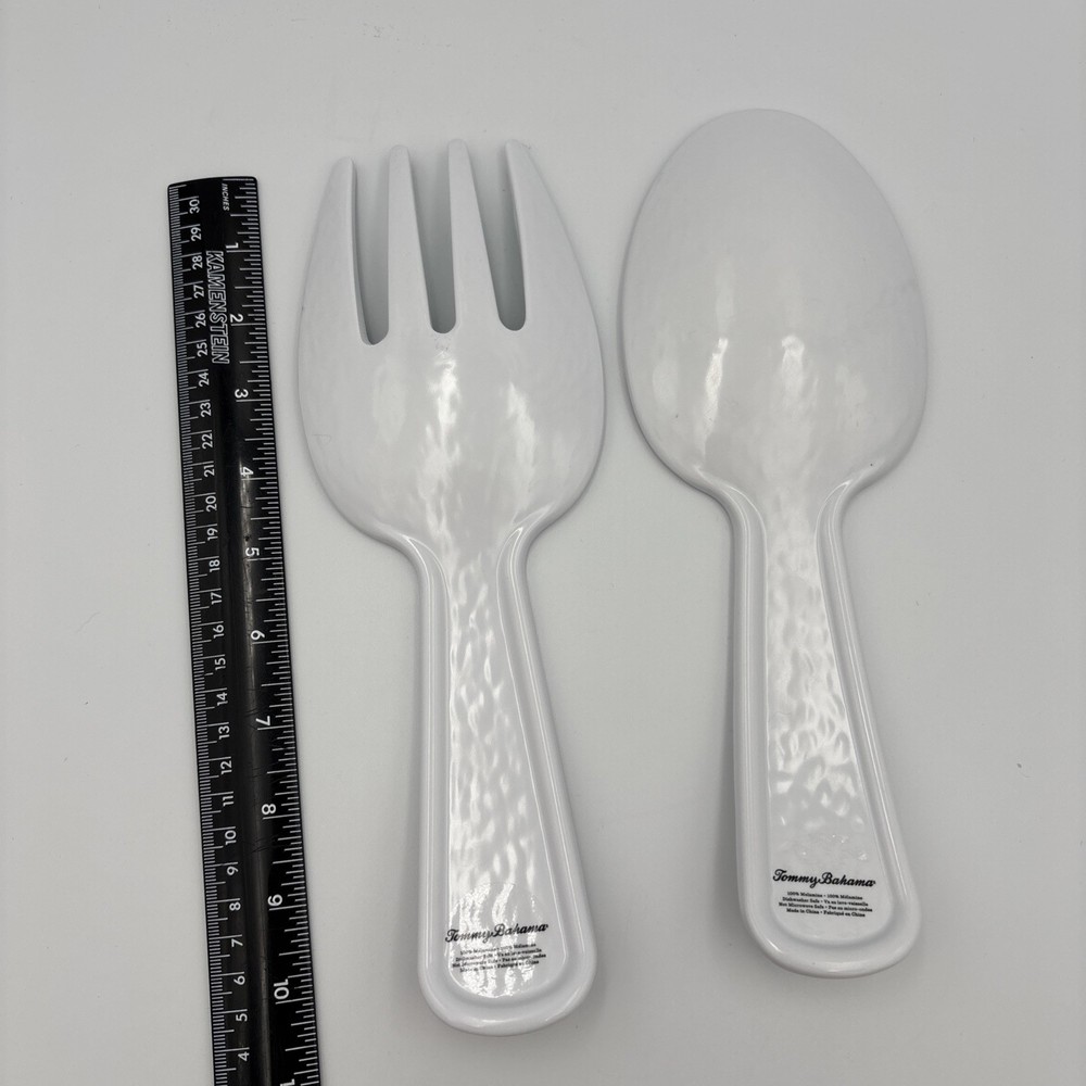 Tommy Bahama Turtle Melamine Salad Serving Fork & Spoon Set 10.5”
