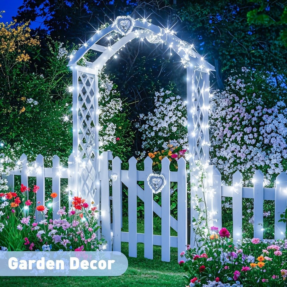2 Pack Waterproof Solar String Lights 33FT 100 LED White for Yard Garden