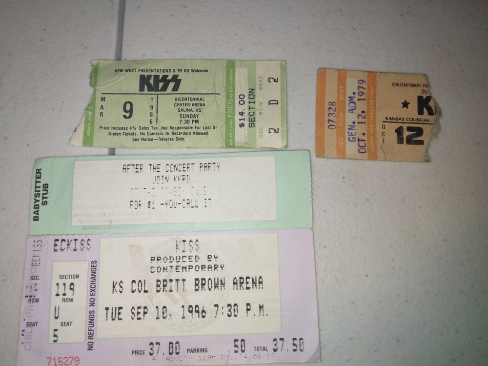 VINTAGE KISS CONCERT TICKET STUBS 1979,1986,1996 SET