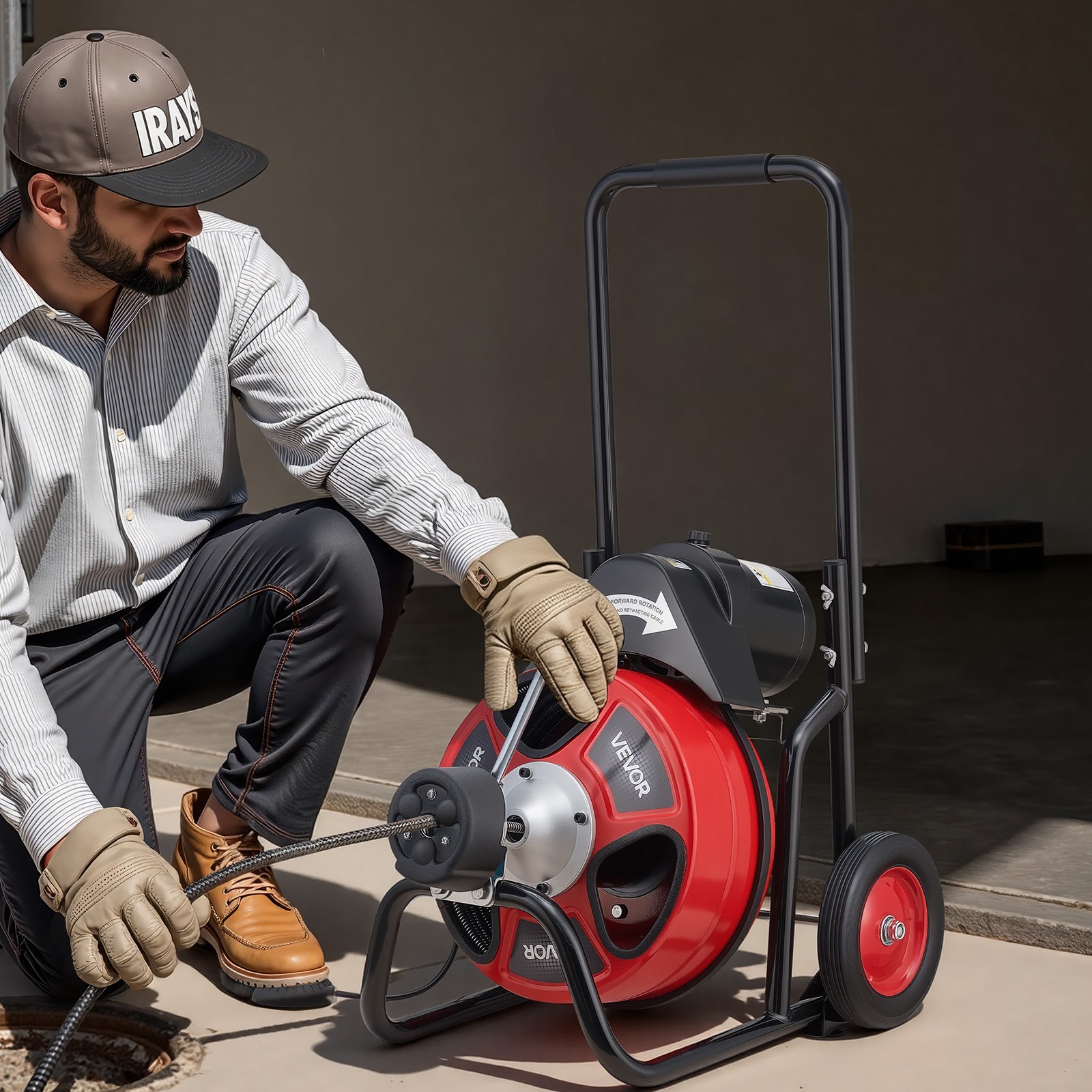 VEVOR Drain Cleaner Machine Electric Drain Auger 100 FT x 1/2 In Auto Feed