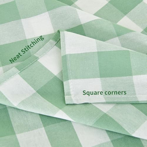 Rectangle 118" x 57" (Rectangular) Gingham Cotton - Square Corners - Green
