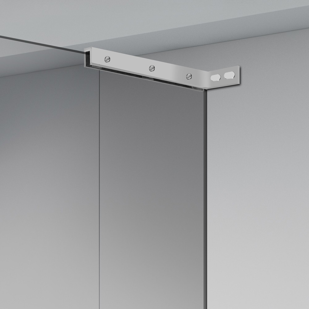 Glass Door L-Shape Stabilizing Bracket Glass Support Bracket Stabilizer Silver~