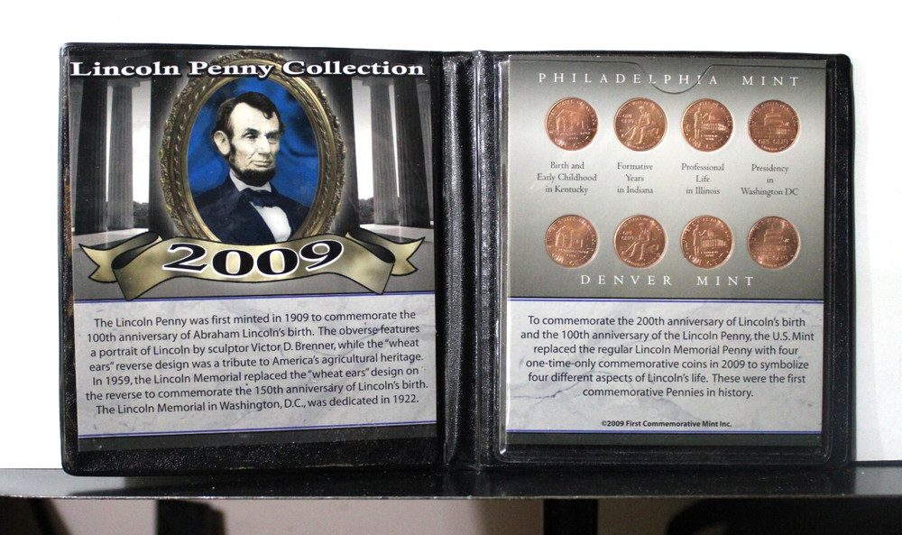 2009 P D 8 pc Lincoln Cent Set First Commemorative Mint Collection