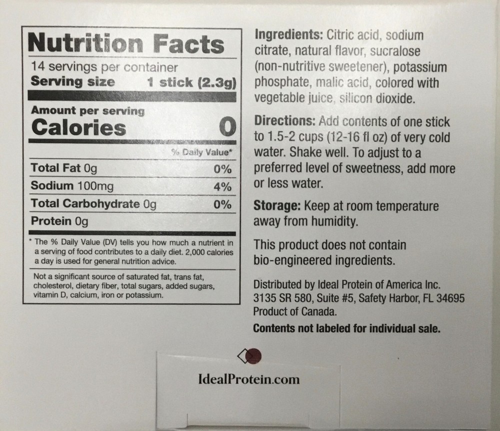 Ideal Protein Black Cherry Powdered Water Enhancer - 14 packets
