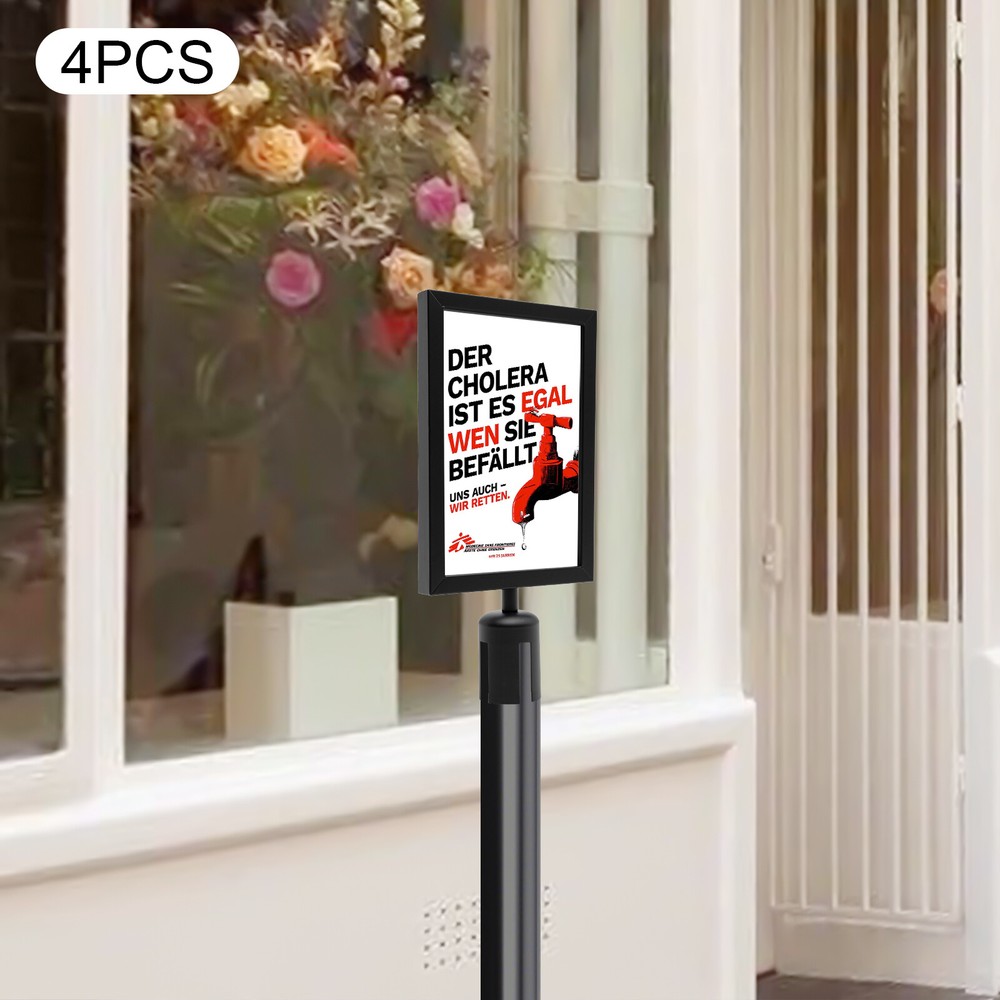 4Pcs Removable Double-sided Clear Pvs Sign Holders With Cross-shaped Socket NEW
