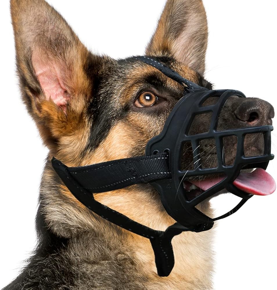 BARKL Dog Muzzle, Silicone Basket Muzzle for Small Medium Lar Dogs,