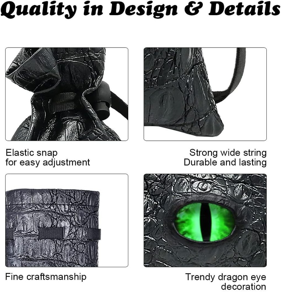 Leather Dice Bag Dragon Eye Drawstring DND Dice Storage Pouch Compatible with...