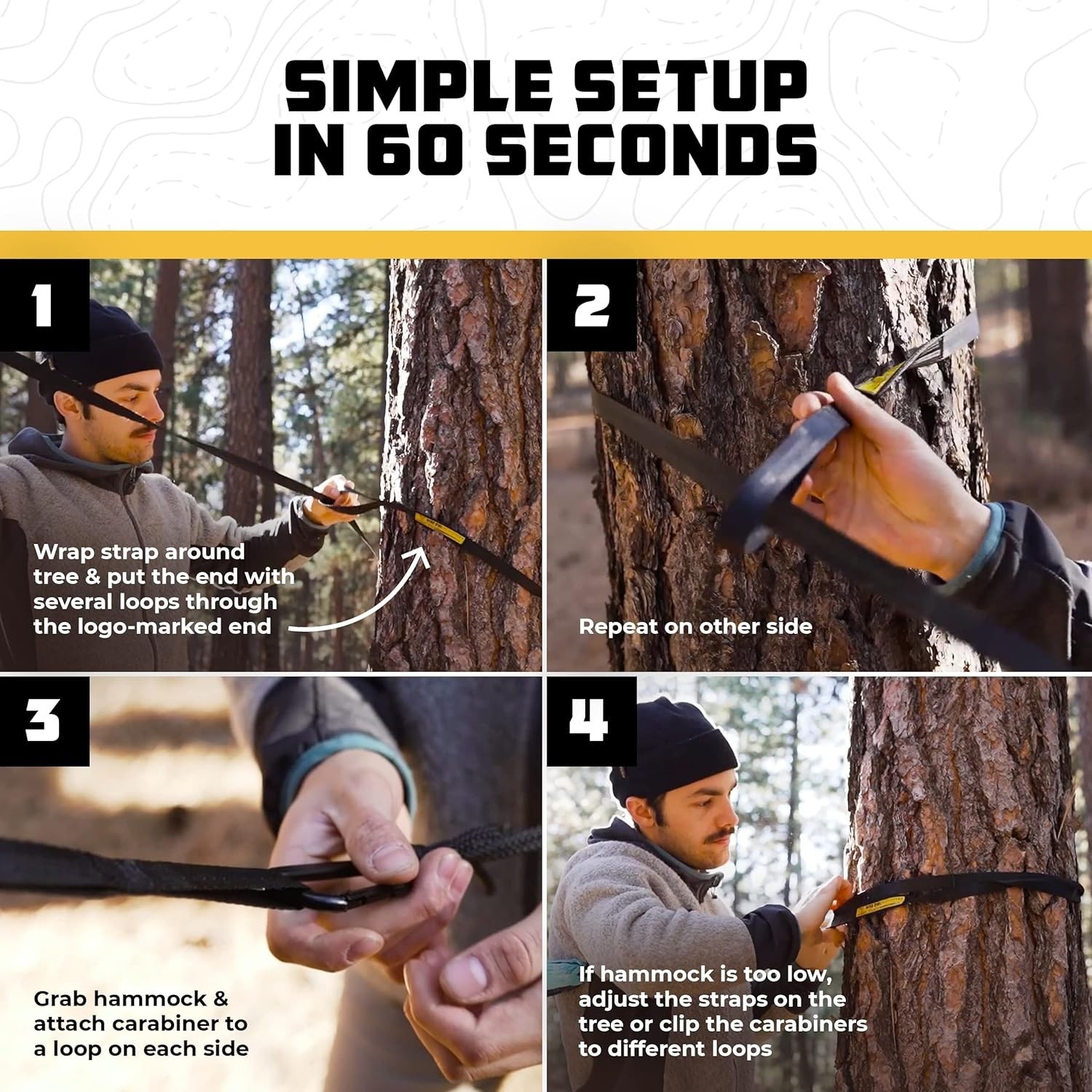 Hamaca de Camping – Hamaca Portátil de 227 kg con Correas para Árboles - Viajes,