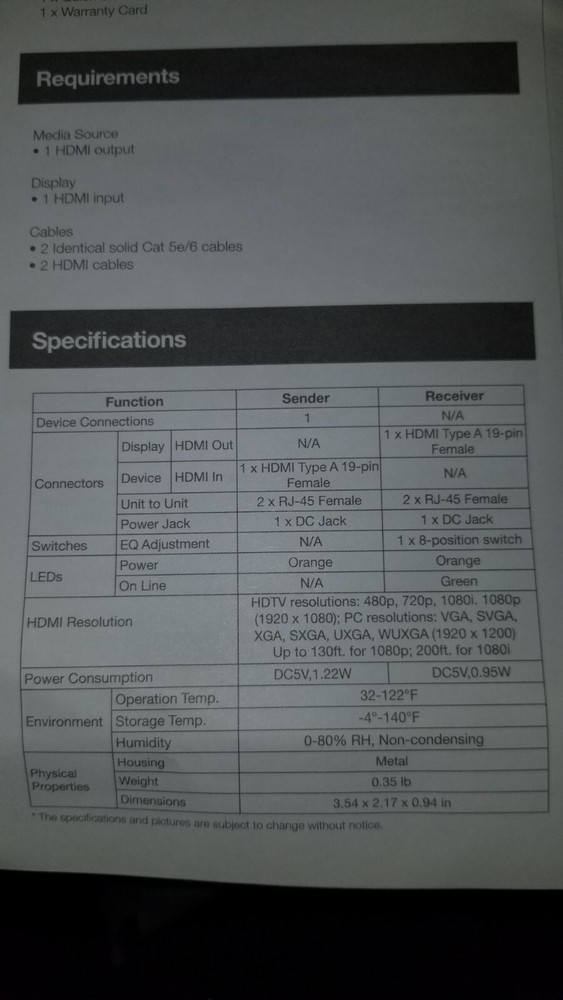 HD A/V Cat 5e/6 Extender