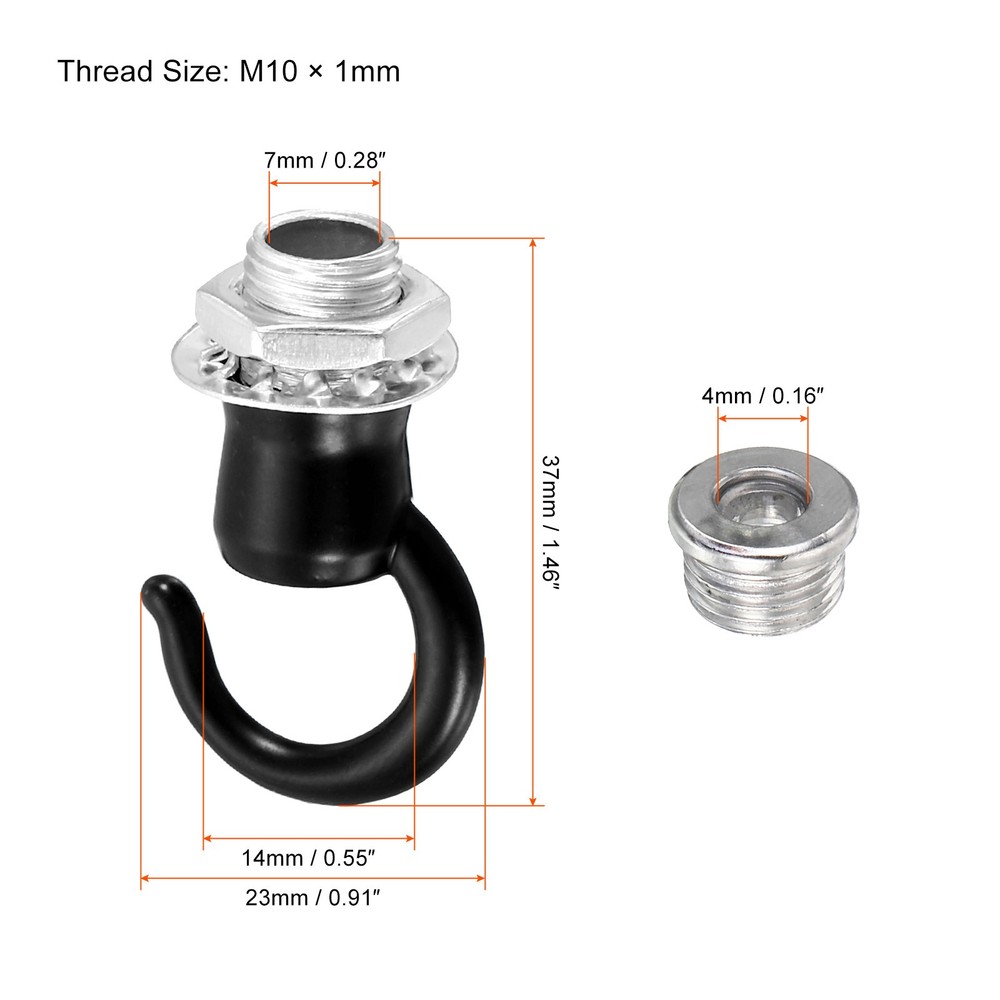 39mmx23mm ceiling hook, 4pcs screw hooks light fixings accessory, black