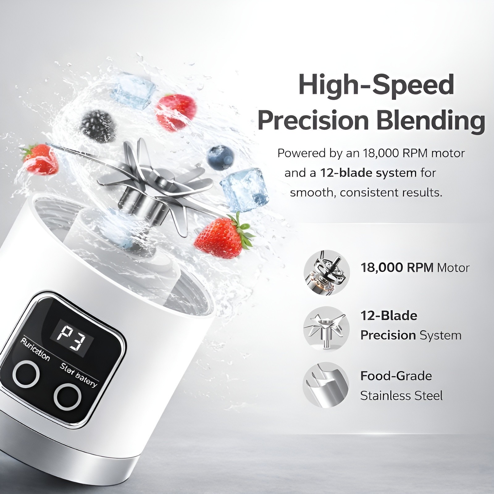 Portable Fruit Juicer Blender Rechargeable Smoothie & Shakes Maker Travel Cup