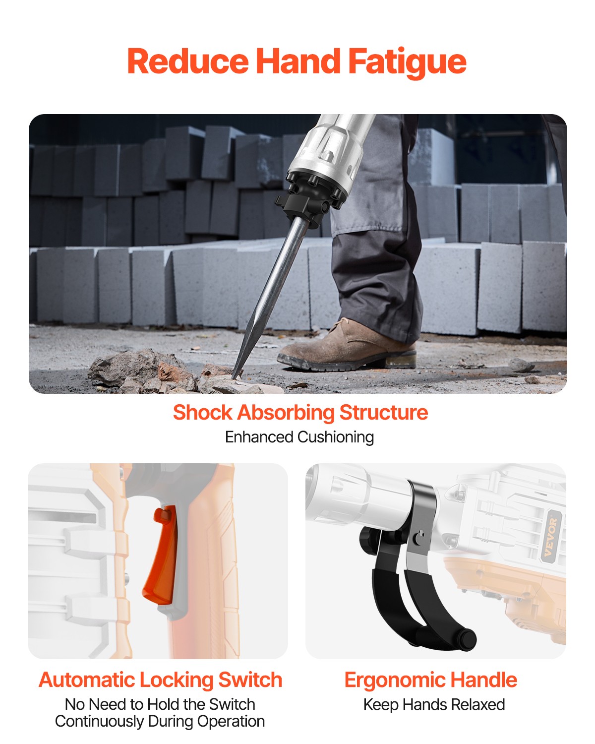 VEVOR Demolition Jack Hammer Concrete Breaker 3500W Electric Hammer