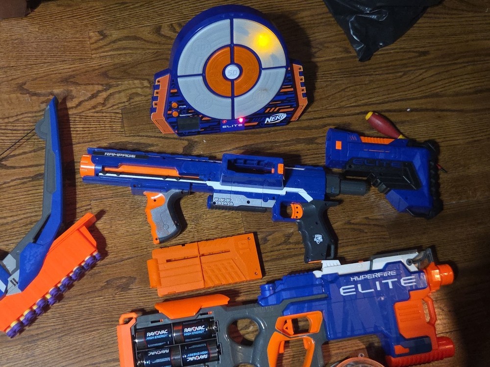 Six Nerf Elite Blasters, Hyperfire Stratobow Rampage And More