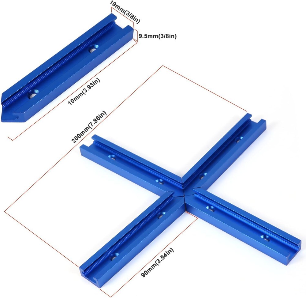8 pcs Deep Blue T-Track Intersection Kit For Double Cut Jig Profile Universal...