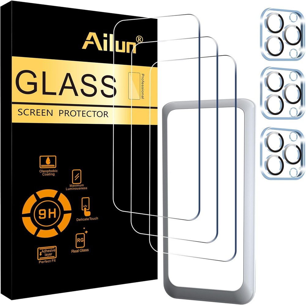 Ailun 3 Pack Screen Protector for iPhone 15 Pro Max [6.7 inch] + 3 Pack Camera L