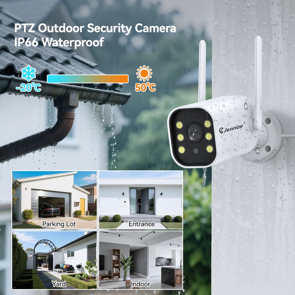 JENNOV 5MP Wireless Security Camera System NVR Two Way Audio P2P AI Detection