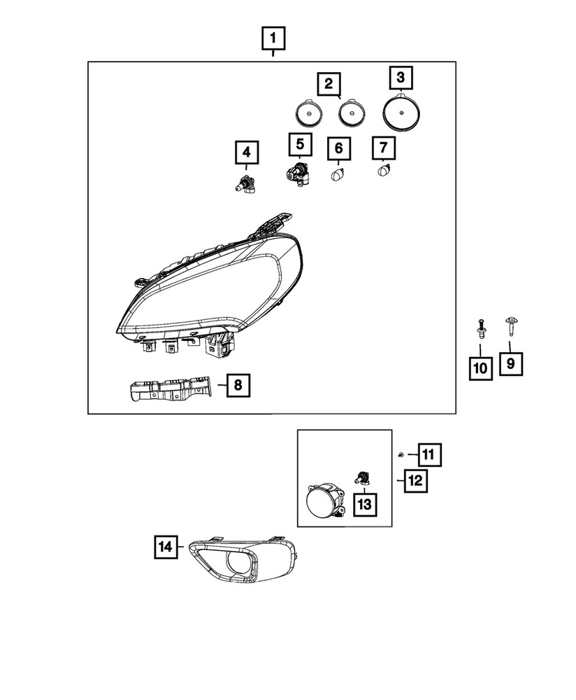 Genuine Mopar Headlamp Adapter Bracket Left 68277601AA