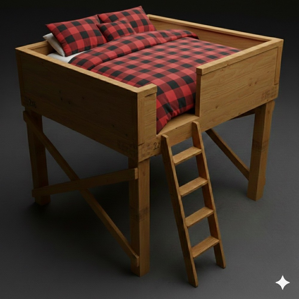 DIY 8ft x 7ft Loft Bed /Storage Platform Plans - Lightweight Space-Saving Design