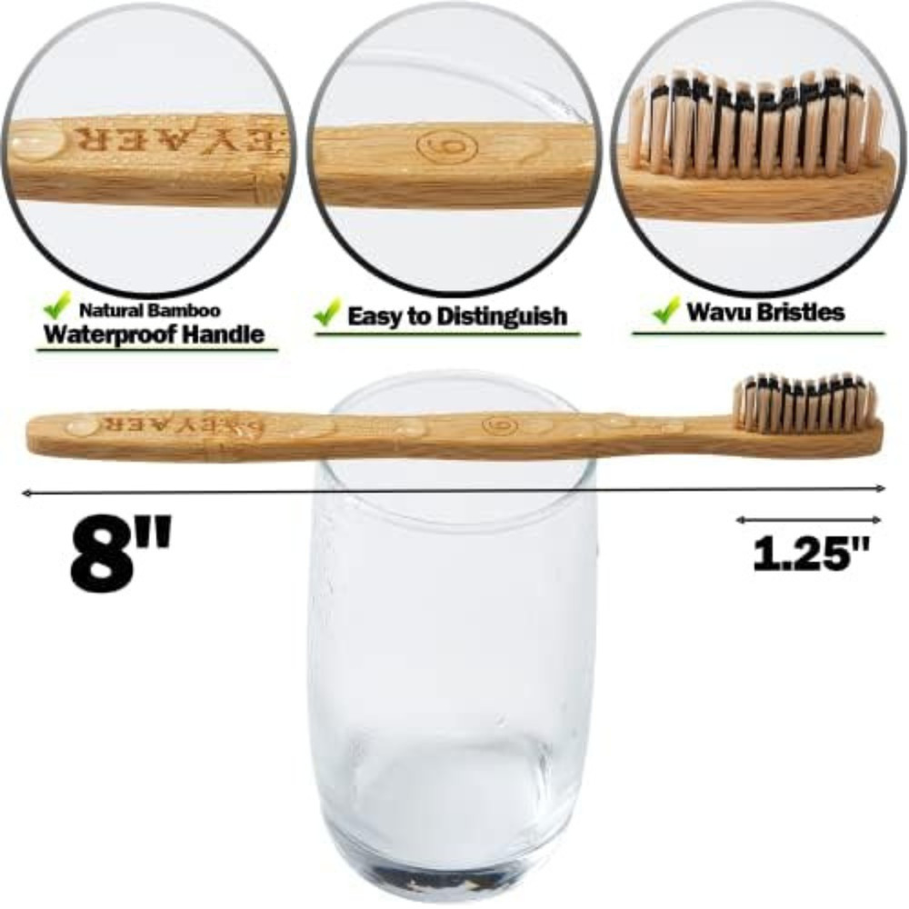 10 Pack Bamboo Toothbrush Soft/Medium Charcoal Bristles Eco Friendly Biodegradab