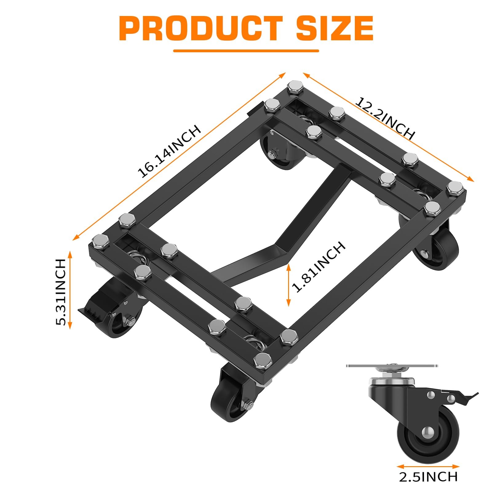 Car Dolly Set of 4 6000LB Lockable Swivel Casters V-Shaped Design