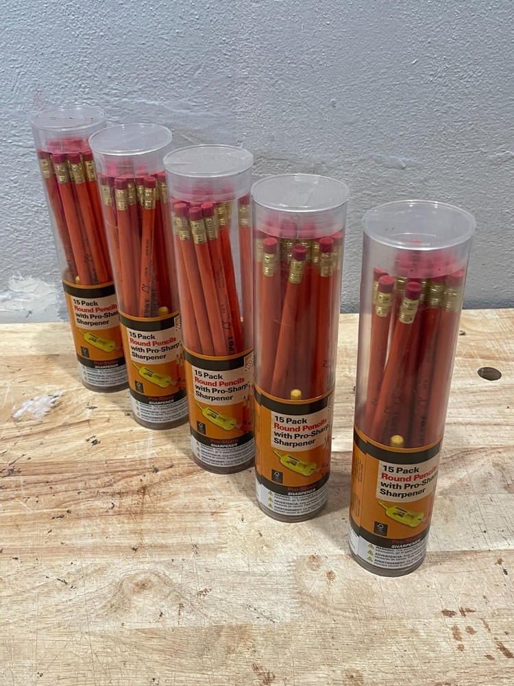5-Carpenter Pencils with Original Sharpener (10-Pack)