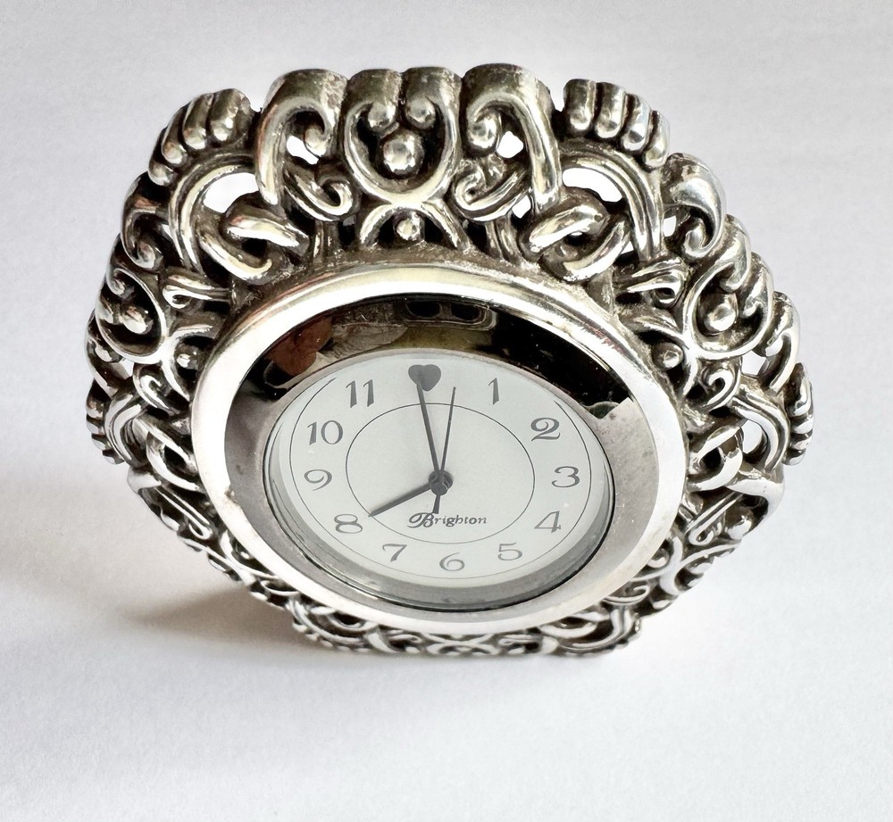 Brighton Silver Filigree Desk Clock Silcon Electronics