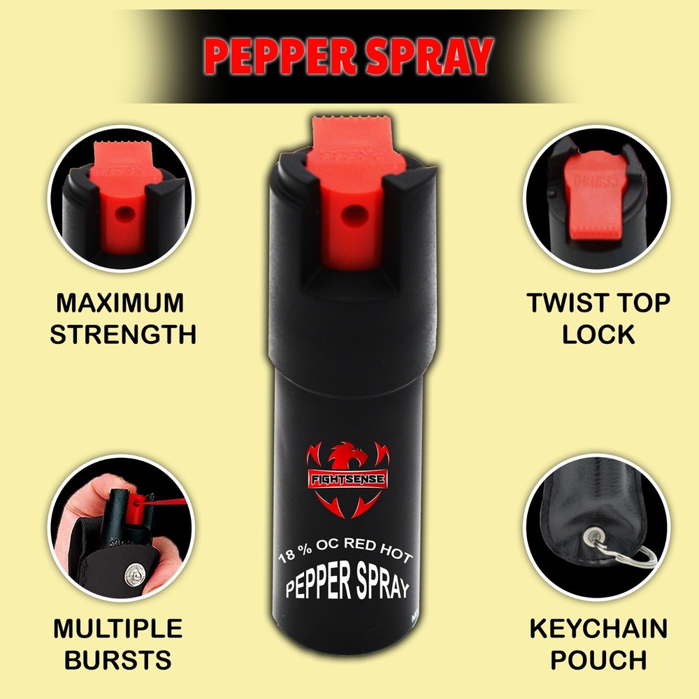 Pepper Spray Maximum Strength Leather Case Self Defense Security Snack Red