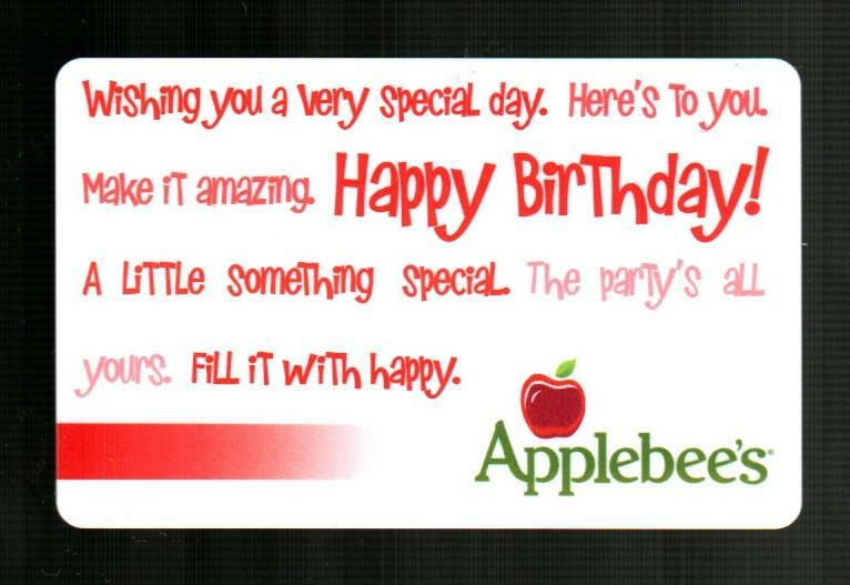 APPLEBEE'S Happy Birthday 2009 Gift Card ( $0 )