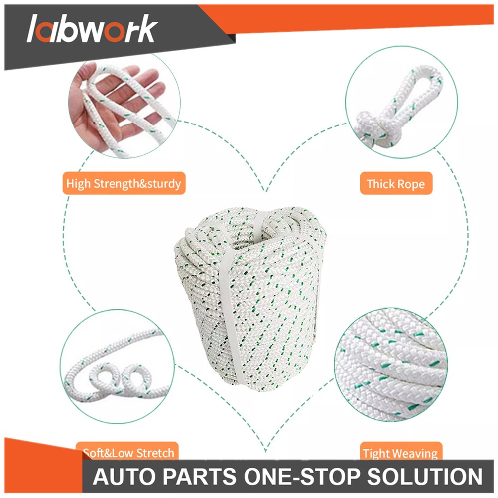 Labwork Duty 3/8" x 100' Double Braid Polyester Rope 4800 Lbs Breaking Strength