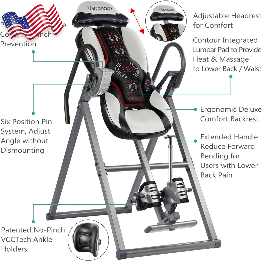 Advanced Heat and Massage Inversion Table ITM5850 FREE SHIPING