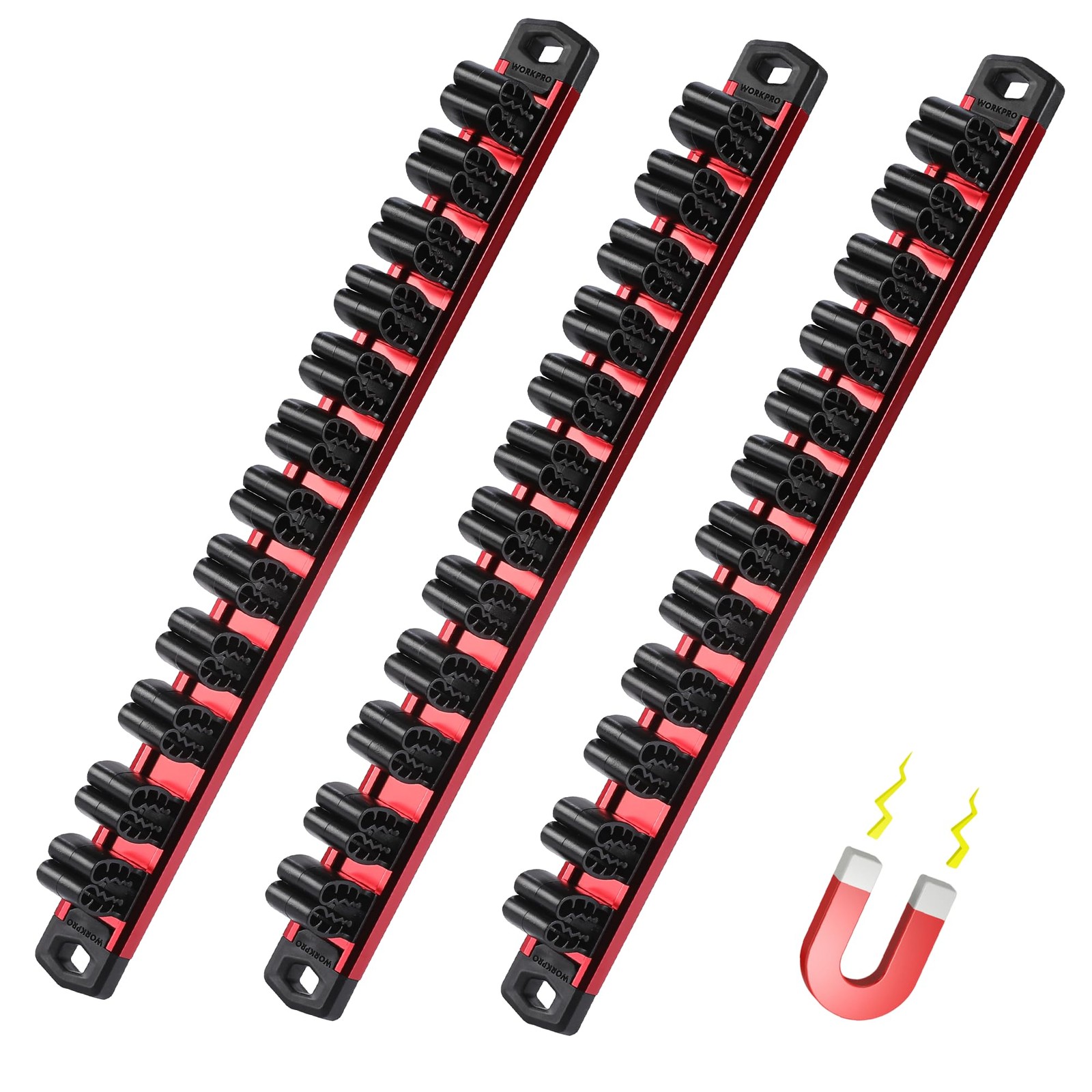 WORKPRO Magnetic Screwdriver Organizer and 13.46 x 4.02 x 2.24 inches, red