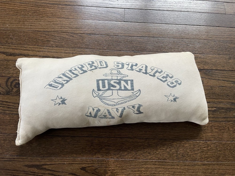 Vintage 1940s WW2 USN sweatshirt Pillow