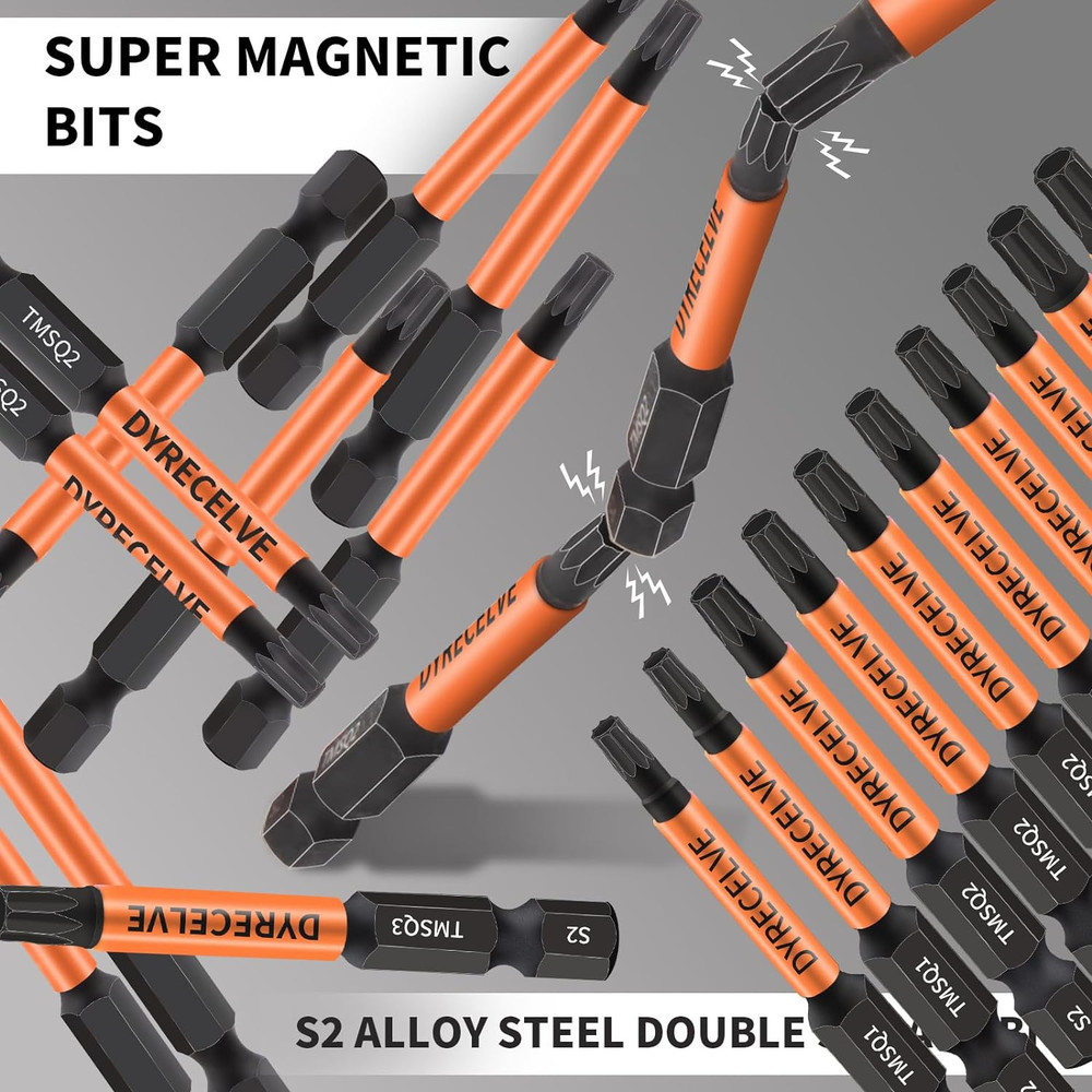Professional 10-Pack 8 Point Torx Star & Double Square Bit Set - Premium S2 Allo